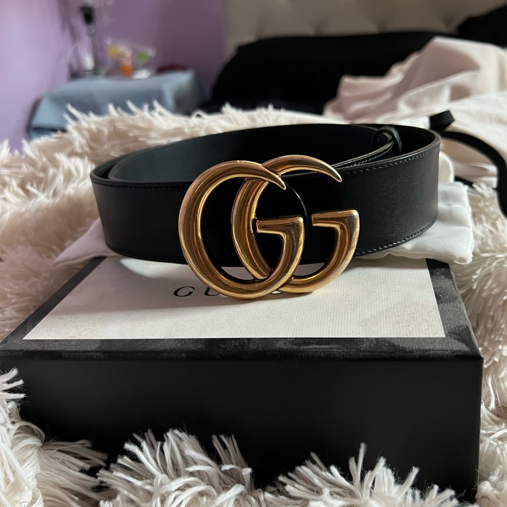 Authentic Gucci GG Wide Leather Belt